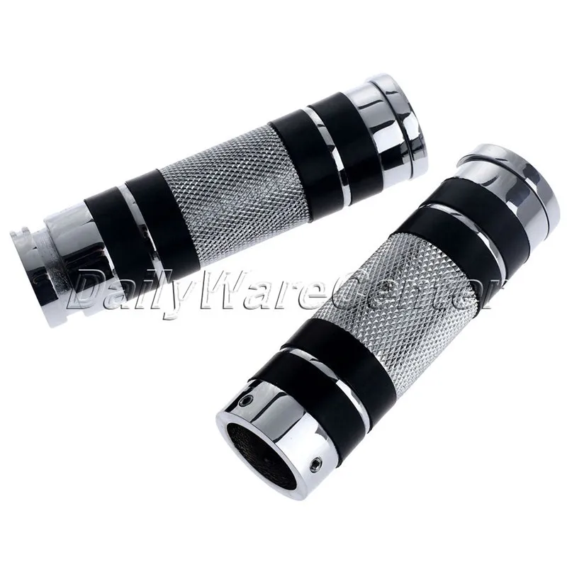 1Pair 22mm Motorcycle Handlebar Handle Hand Grips Chrome Bars Ends Universal for Cruisers Motor Bikes Choppers W/ 1\