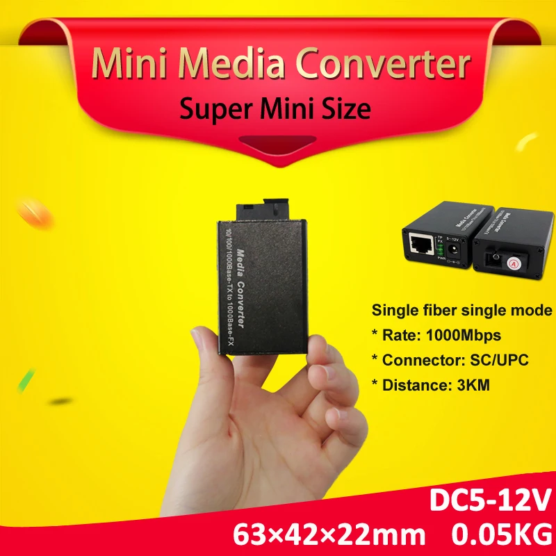 Bliy 1 пара гигабитных оптических преобразователей fibra в rj45 UTP mini media 3 км 1310/1550
