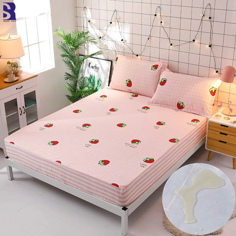 

SunnyRain 3-Piece Waterproof Fitted Sheet Set Cotton Kids Bed Sheet King Size Bedsheet Mattress Protector Pocket Depth 30cm