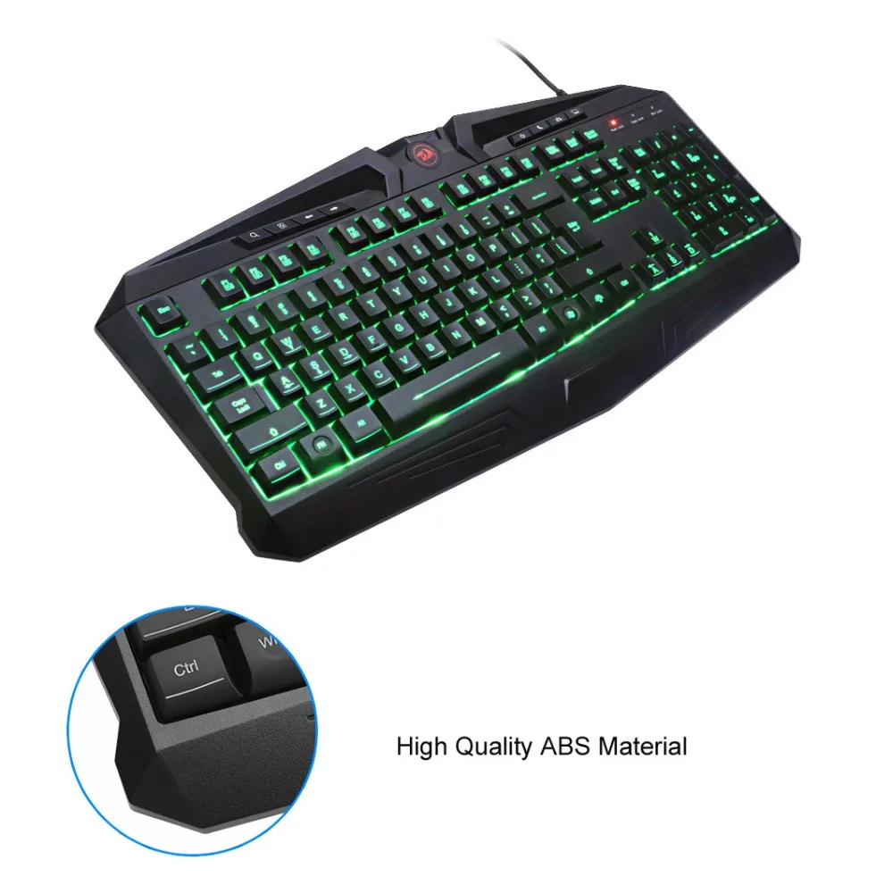 Игровая мембранная клавиатура Redragon с подсветкой, 7 цветов, светодиодный, тихие клавиши, водонепроницаемая компьютерная клавиатура для геймера, офиса, K503