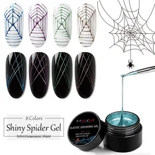 T-TIAO клубный металлический лак для ногтей с изображением паука, Гель-лак для рисования проволокой, вытягивающий Шелковый паук, впитывающий УФ-лак для ногтей