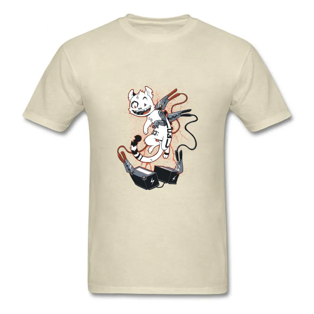 Party Cyber Cat Tops & Tees for Men On Sale Summer Round Neck All Cotton Short Sleeve Top T-shirts Fitness Tight Tops Tees Cyber Cat beige