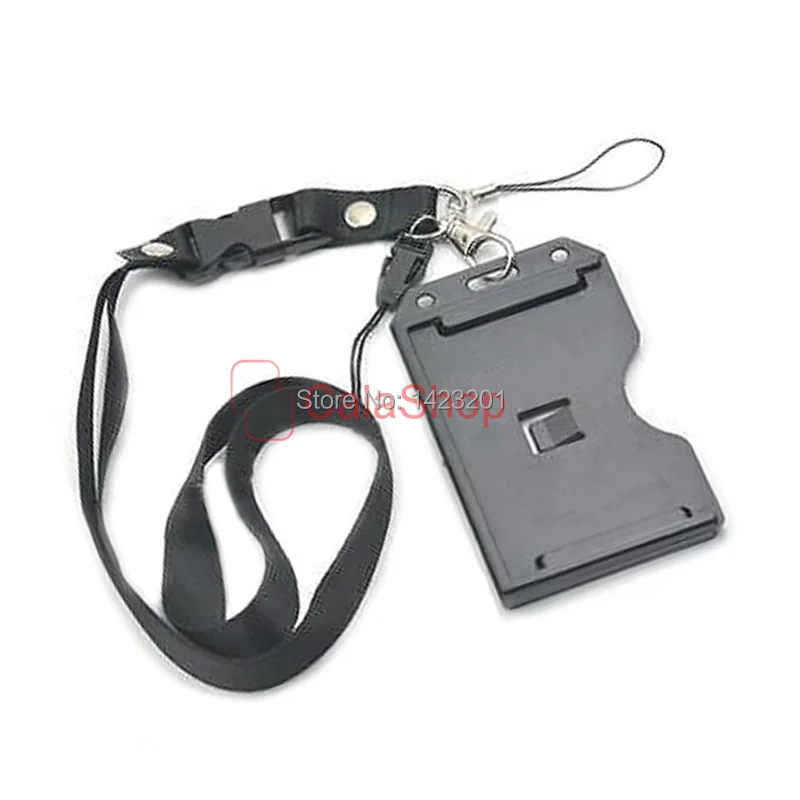 

2 Set / Lot Office Credit ID Cards Holder Badge 2-Sided Rigid Lanyard Strap Combo Reel DIY Identity Credit Cards