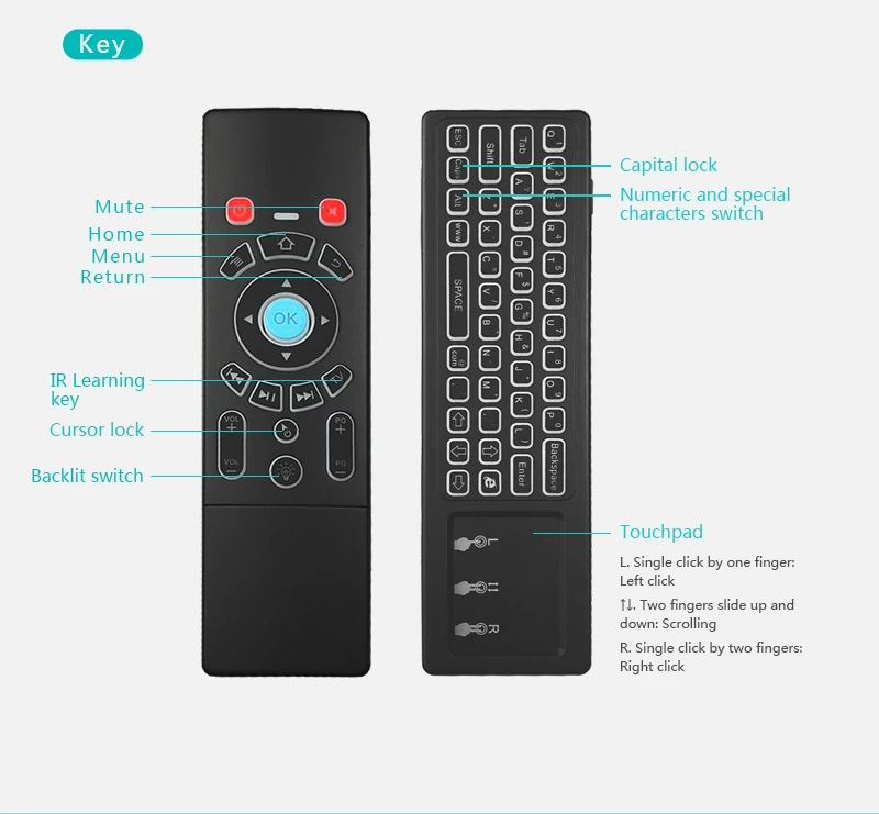 [AVATTO] T6 IR Learning, 7 цветов, сенсорная панель с подсветкой, воздушная мышь с 2,4G, беспроводная мини-клавиатура для Smart tv, Android Box, мини-ПК