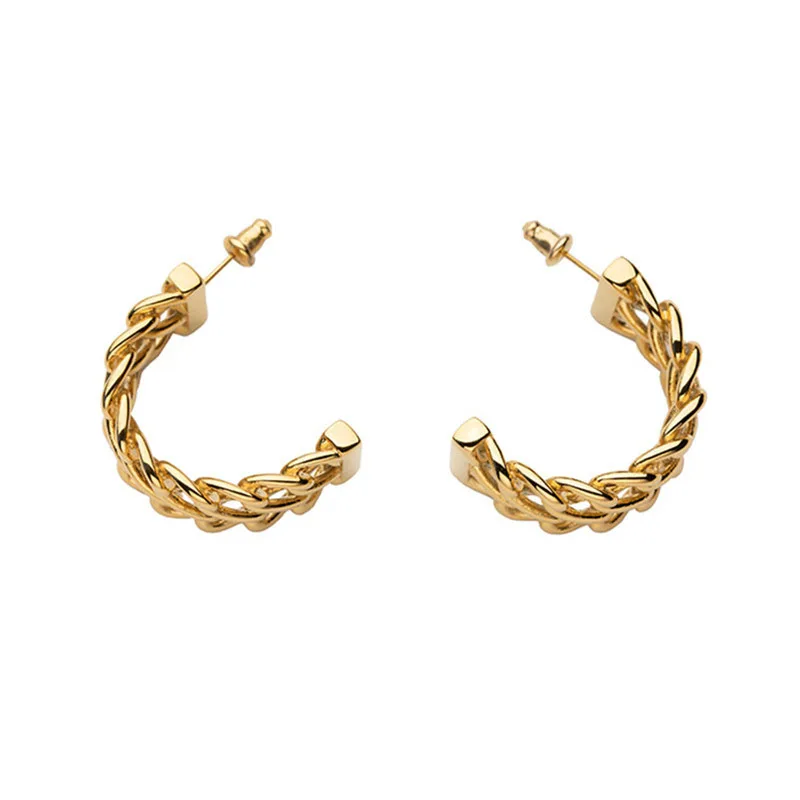 

SRCOI Gold Color Hollow Twisted Hoop Earrings Simple Huggie Earrings Statement Round Earrings Circle Ear Accessories Minimalist