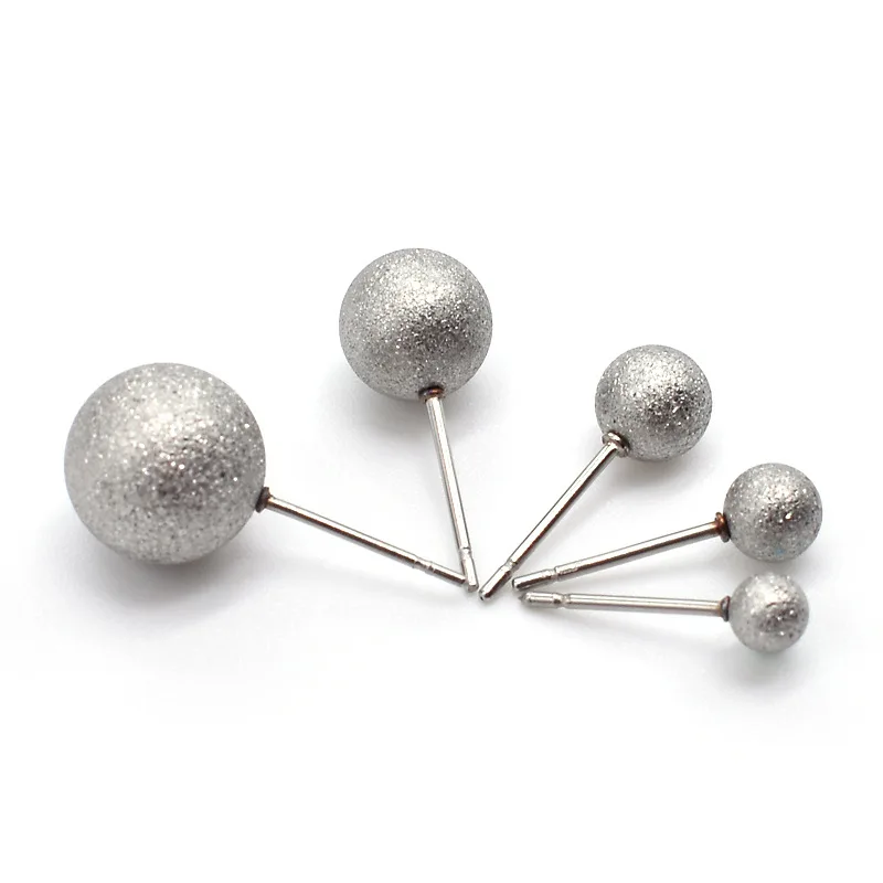 

Surgical Stainless Steel Earrings Post Matte Frosted Round Ball Punk Men Ear Tragus Ear Piercing Fake Taper 4 5 6 7 8mm