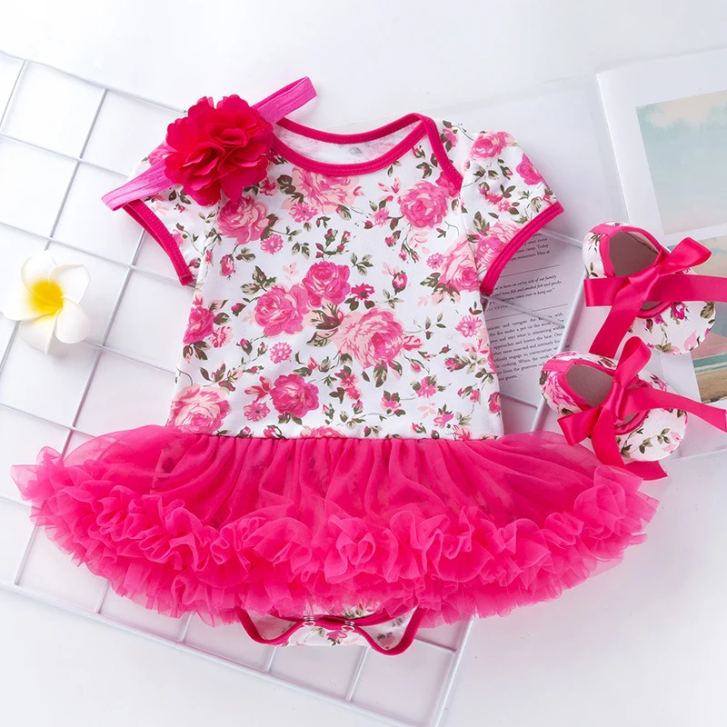 

Summer Newborn Princess Baby Girl Dress Party Birthday Lace Printing Christening Dress Vestido Kid Infant Tulle Wedding Dresses