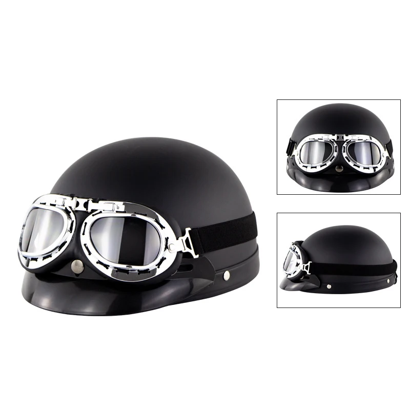 

2019 Motorcycle Helmet Open Face Half Helmets with Goggles Visor Scarf CSL88