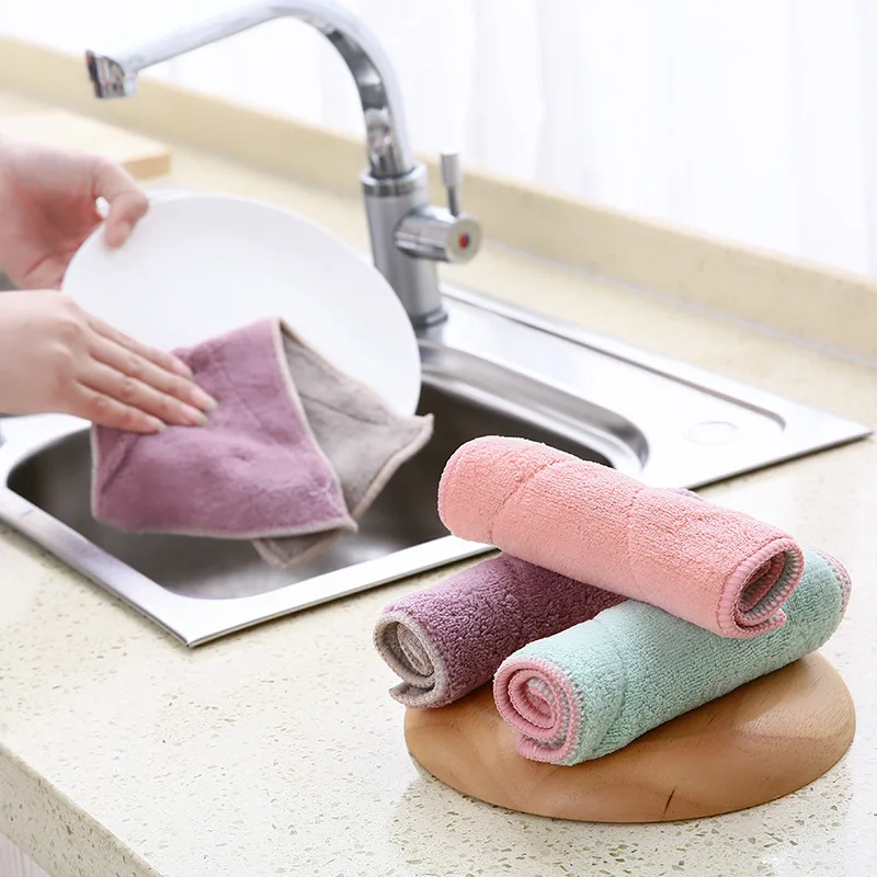 

5PC Microfiber Cleaning Cloth Kitchen Cleaning Wash Dishcloth Magic Fiber Dishrag Duster Anti-grease Wiping Rags Washing Towel