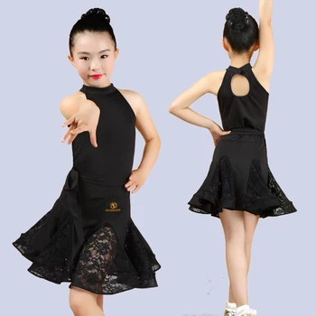 

Lace Ballroom Latin Practice Wear Modern Dance Dress Girl Competition for Children Kid Skirt Salsa Tango Samba Dancewear Cha Cha