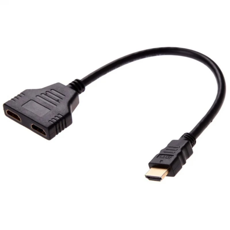 Двойной HDMI штекер к HDMI Женский Кабель-адаптер Подключение 30 см (черный) #8