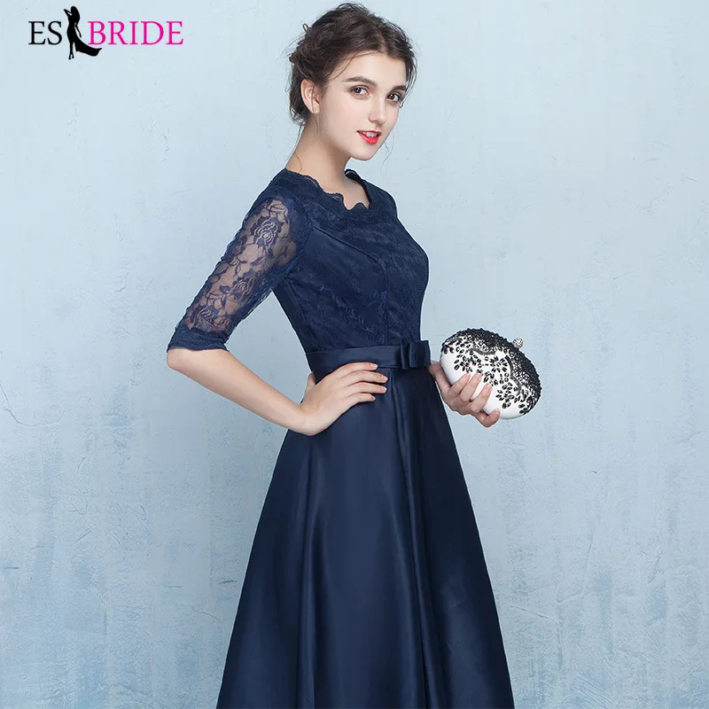 Blue Simple Plus Size Short Evening Dresses New Tulle A-line Vestidos de fiesta de noche Elegant Wedding Guest Gowns ES1283