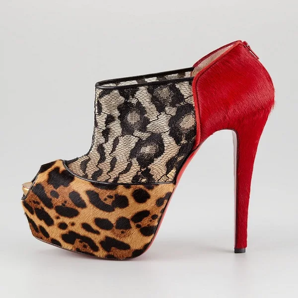 

Fashion Women Shoes Thin High Heels Platform Leopard Horsehair Pumps Sapatos Femininos Summer Sexy Ladies Shoes Peep Toe