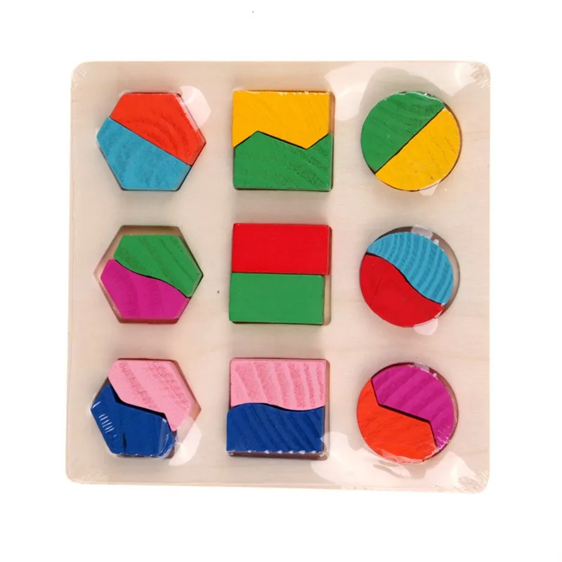 Kids Baby Wooden Learning Geometry Educational Toys Puzzle Montessori Early Learning Free Shipping