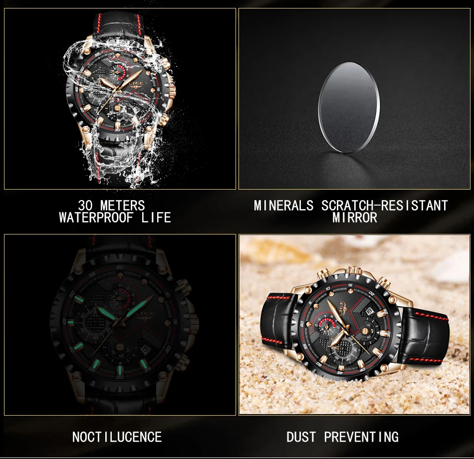 Lige мужские часы модные кварцевые армейские военные мужские часы, наручные часы лучший бренд роскошные кожаные водонепроницаемые спортивные часы Relogio Masculino