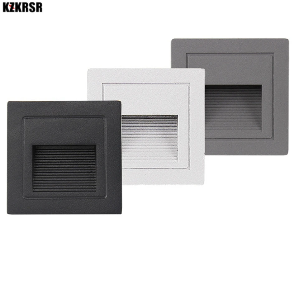 

KZKRSR AC85V-265V Outdoor LED Step Light Waterproof IP65 Stair Light Wall Embedded Underground Lamp Lighting Deck Footlights