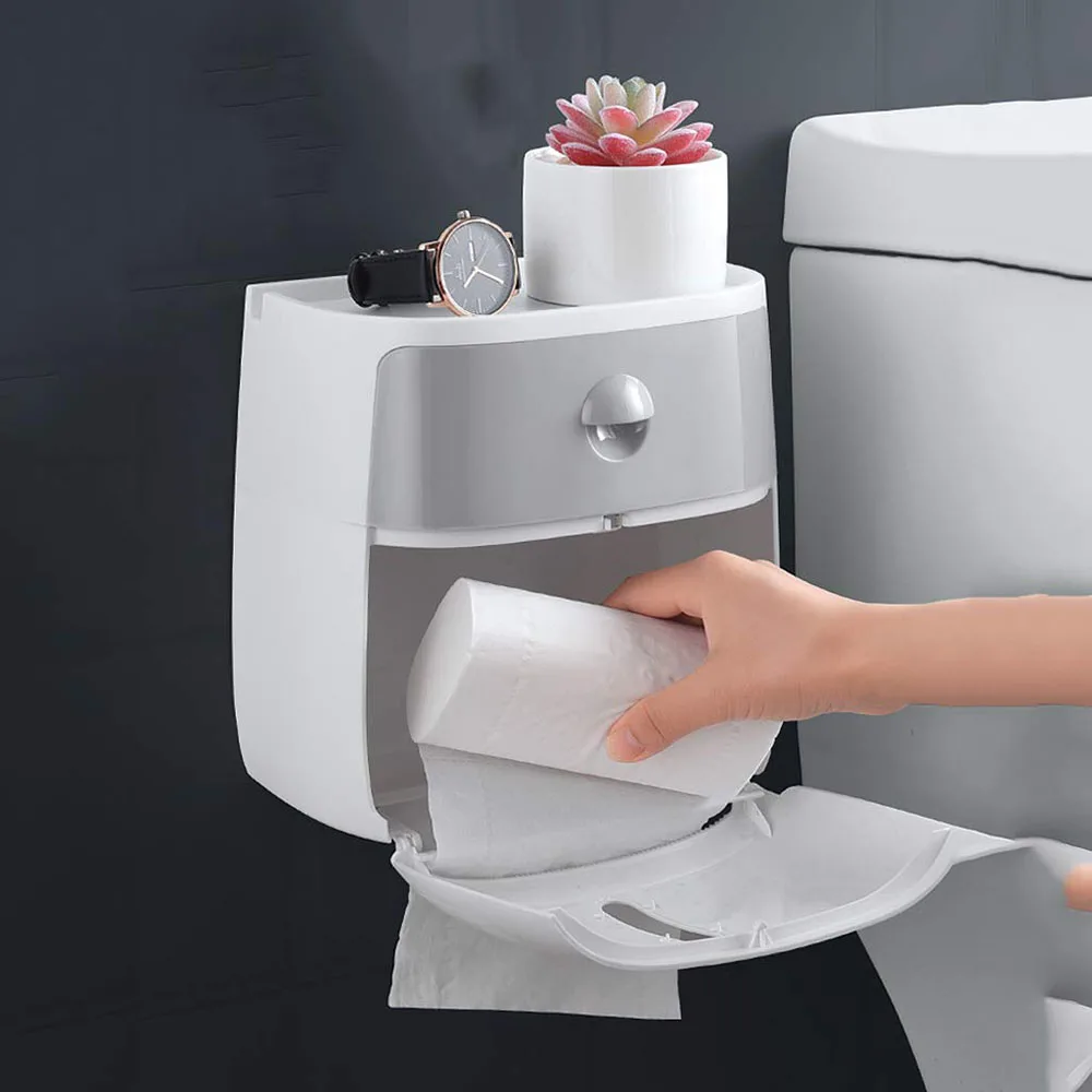 

Wall Mounted Bathroom Toilet Waterproof Tissue Box with Drawer Plastic Multifold Paper Towels Holder Storage Box Product