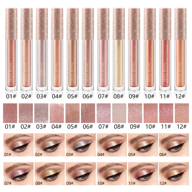 Glitter Eye Shadow Liquid Eye Shadow Pen Waterproof Long Lasting Shimmer Shine Metallic Liner Party Eye Cosmetic Make-up TSLM1