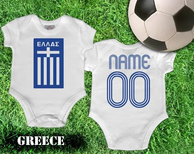 GREECE ONE PIECE INFANT SOCCER JERSEY ROMPERS BABY BODYSUITS FOOTBAL
