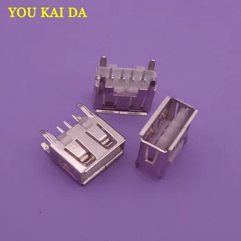 

20Pcs/lot A Type Flat Angle (180 Degree) Female USB PCB Connector Socket, USB Jack Plug usb 2.0 jack