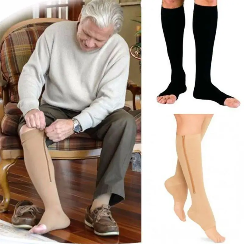 New socks with zipper, winter socks,Compression knee-high socks, strong  pressure circulation, orthopedic socks, legging socks