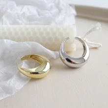 SHANICE, толстое, серебряное, 925 пробы, Открытое кольцо для женщин, INS, холодный ветер, Геометрическая дуга, гладкая поверхность, регулируемое, в стиле панк, для улицы