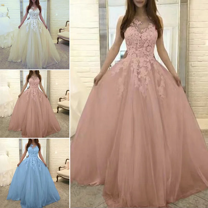 Женское кружевное платье без рукавов длинное свадебное длиной до пола вечернее