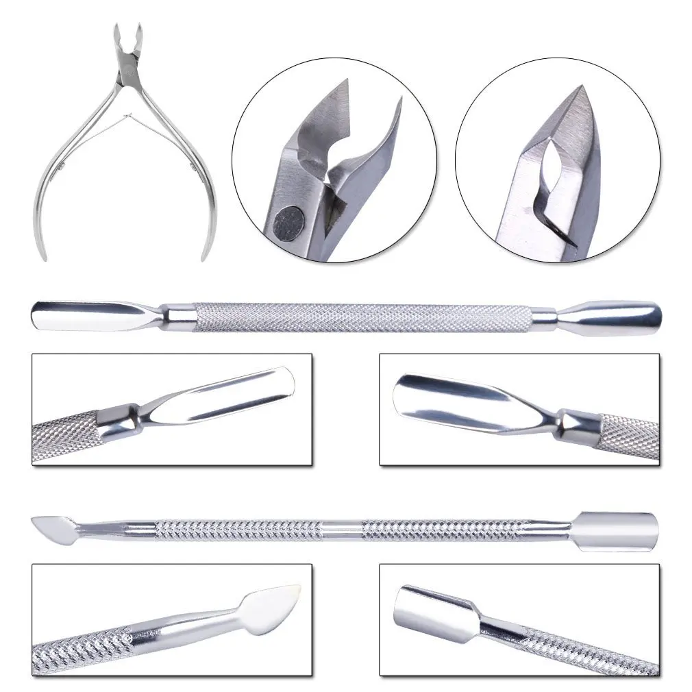 

New Portable 3pcs Stainless Steel Remover Cutter Set Manicure Pedicure Care Salon Nail Polish Tools