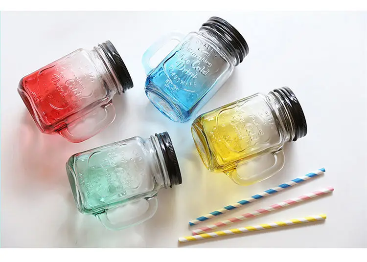 Новое поступление 450 мл креативная постепенная цветная масонская бутылка с Крышкой соломенная Спортивная бутылка прозрачная стеклянная кружка для воды