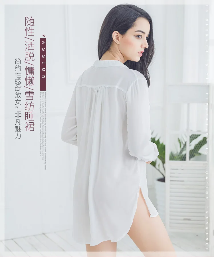 Inplusni женский топ для сна, шифоновая сексуальная белая рубашка для сна, пижама, интерес к большим ярдам, серия han, длинная Пижама, женская одежда для сна