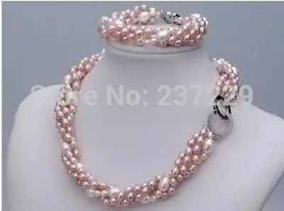 

Wholesale price -hot ^^Finery real freshwater pearl necklace Bracelet set new
