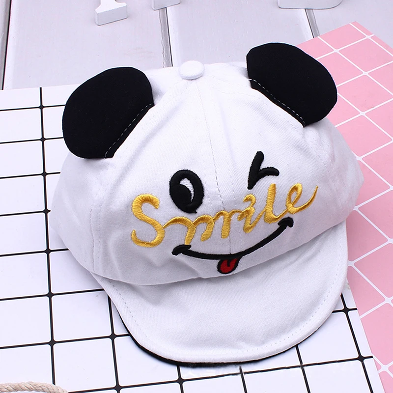 

PaMaBa Spring/Summer/Autumn Baby Boys and Girls Panda Smile Caps Infant Toddler Berets Hats Snapback Fashion 0-3Y Children Hat