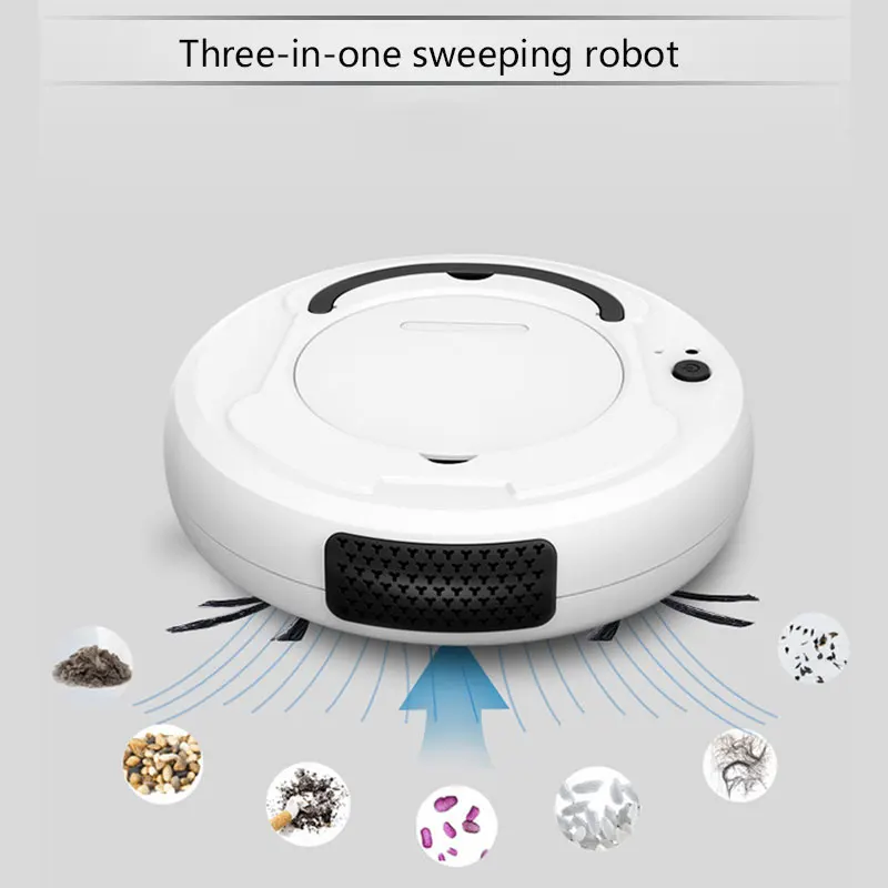 

3 in 1 Rechargeable Automatic Smart Robot Vacuum Cleaner Mop Sweeping 1800PA Power Suction for Home Thin Carpet Pet Hair Cleaning Sweeper Drop Shipping