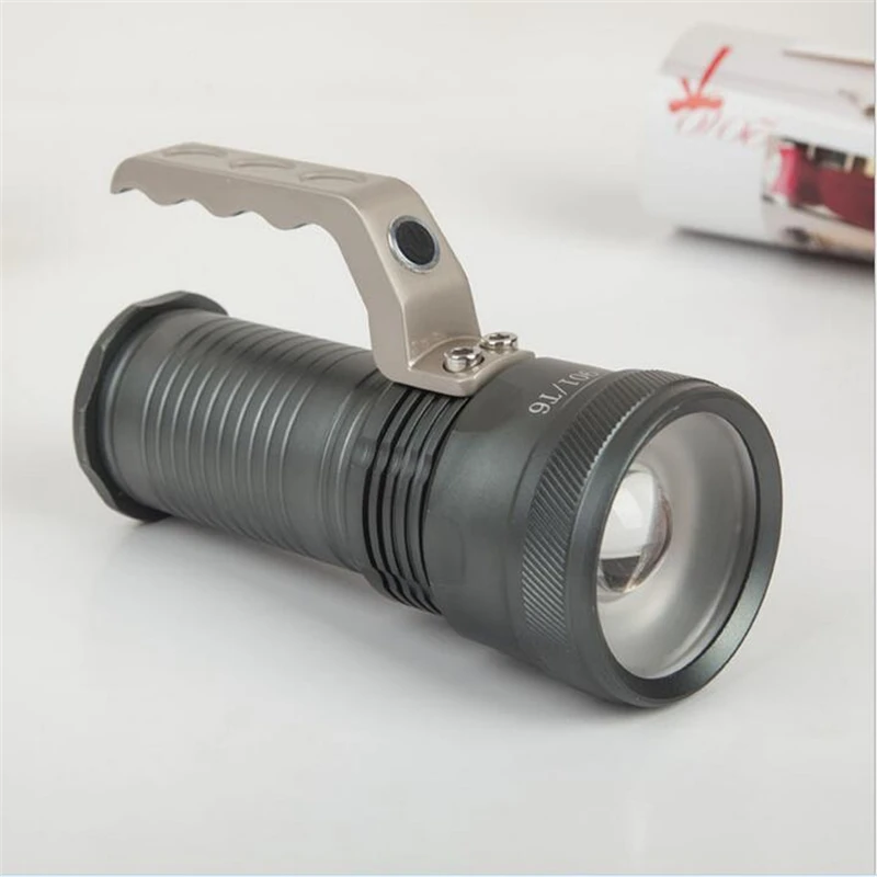 

Super Bright Aluminium Alloy Waterproof Long Lasting XML Cree T6 LED Flashlight Import Lamp Bead With Handle 2 x 18650 Battery