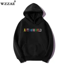 Трэвиса Скотта Astroworld WISH YOU WAS HERE вышитые радужные буквы для мужчин и женщин пуловер с капюшоном модная Толстовка в стиле хип-хоп