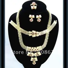 Промо-акция! Золотой роскошный дизайн свадебный ювелирный набор