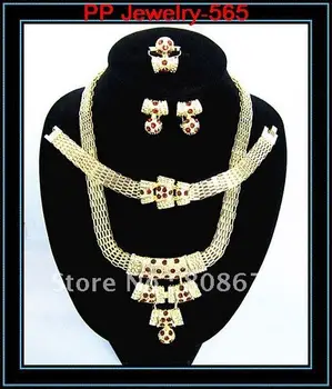 

Promotion! Gold Color Luxury Design Bridal Jewelry Set