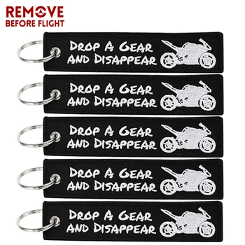 

5pcs/lot Motorcycle Car Keychain llaveros Key Ring Black Embroidery Drop A Gear Key Fobs Tag OEM ATV Car Key Chains chaveiro