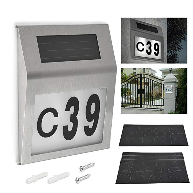 Sinal de Endereço Chapa da Parede de Luz ao ar Movido a Energia Solar da Lâmpada Iluminado Solar Casa Número Doorplate 2led Livre
