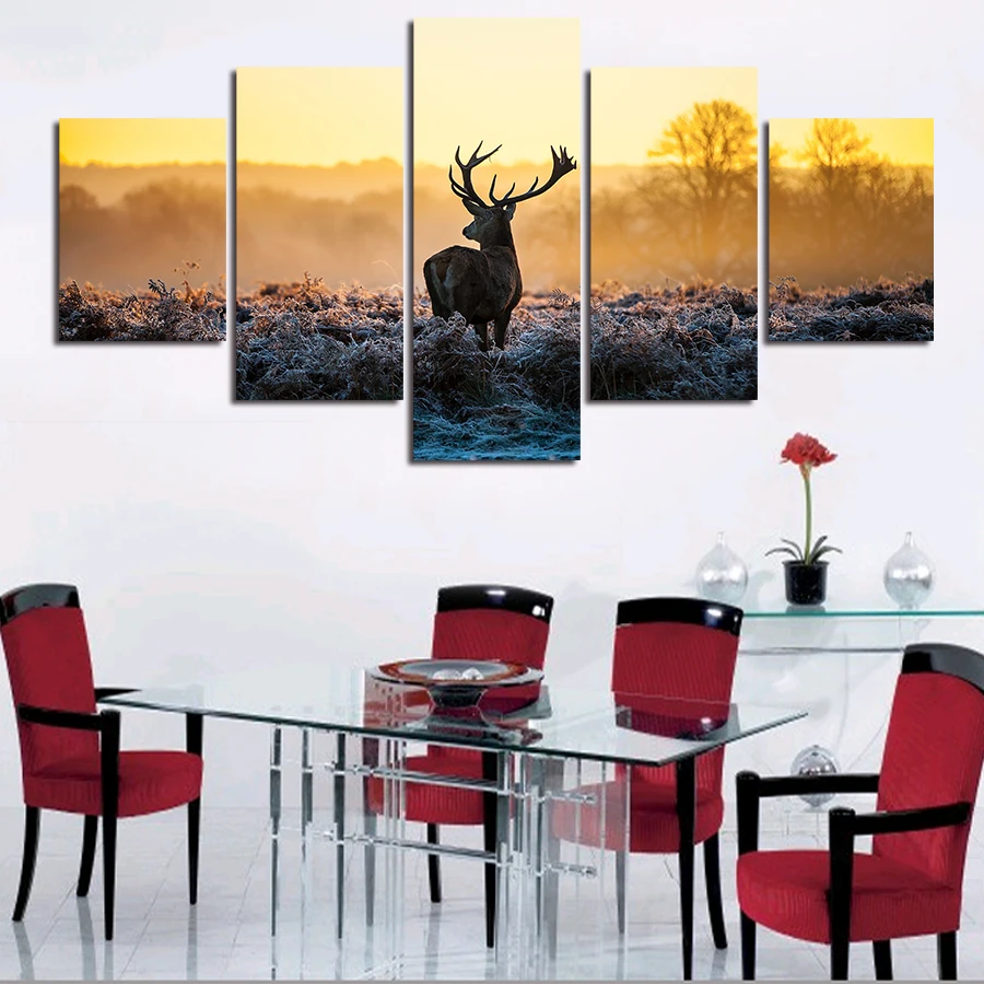 Painting Cuadros Decoracion 5 Panels Sell The Abstract Deer Home Wall Decor Canvas Art Hd Print Picture | Дом и сад