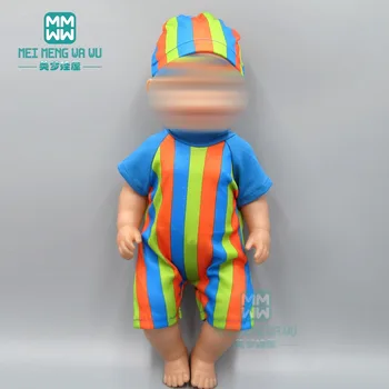 

Doll clothes for 43cm-45cm baby new born doll fashion Blue Striped Swimsuit Wetsuit