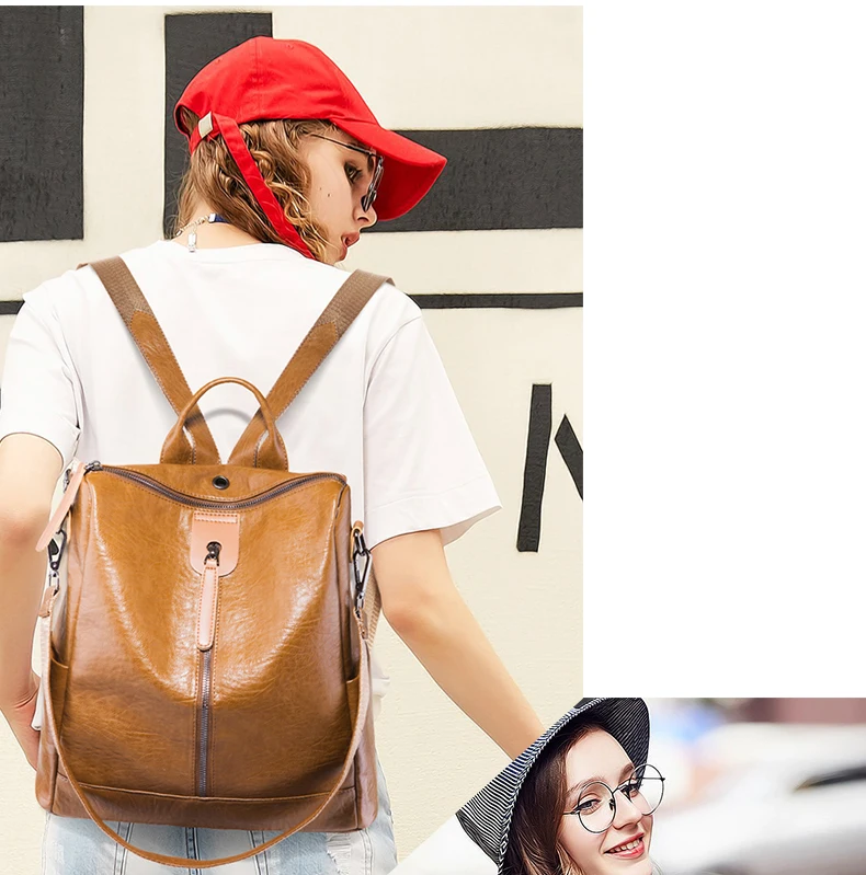 Сумки для женщин Новинка года Multifuction Bagpack повседневное Ретро мода молния дамы рюкзак из искусственной кожи подросток школьная сумка для молодежи
