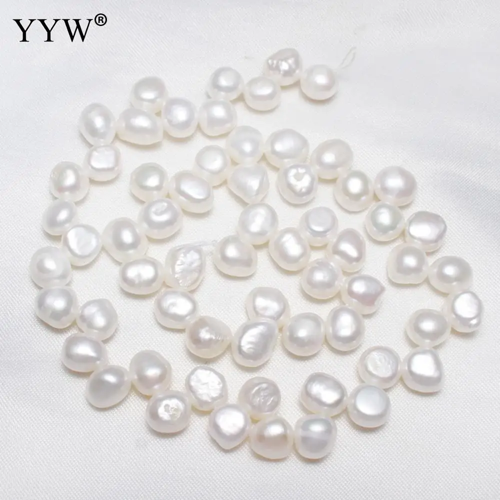 

YYW High Quality Cultured Baroque Freshwater Pearl Beads Nuggets natural white 8-9mm Approx 0.8mm Sold Per 15.3 Inch Strand