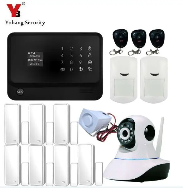 

YoBang Security Android IOS APP Controls Home Burglar Wireless GPRS Security Alarm System Touch Keyboard Work With IP Camera.
