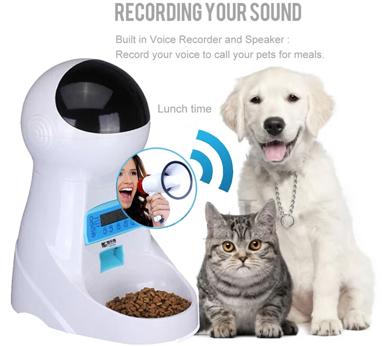 

3L LCD Screen Electric Automatic Pet Feeder with Voice Message Recording Large Smart Dogs Cat Food Bowl Dispenser Pet Products