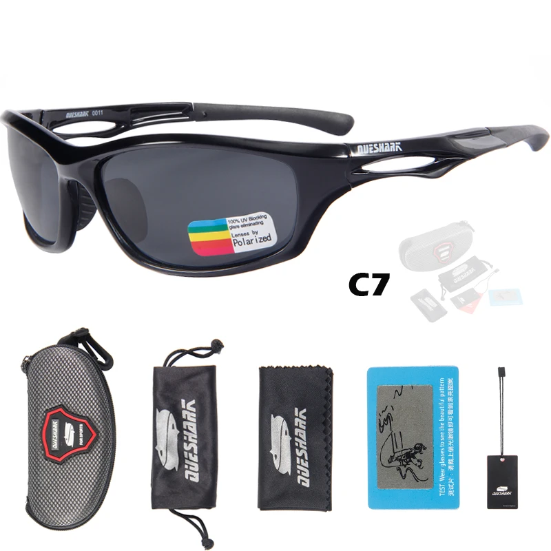 Queshark TR90 UV400 HD мужские и женские поляризованные солнцезащитные очки для велоспорта, спортивные очки для велосипеда, очки для альпинизма, пешего туризма, рыбалки - Цвет: C7