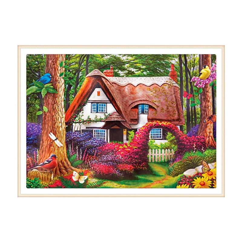 

5D DIY Diamond Painting Landscape House Pattern Diamond Cross Stitch Crystal Round Diamond Mosaic