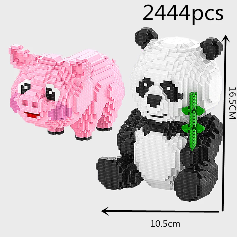 

my DIY Diamond Mini Building Cartoon Bear Cat Panda Animal Pet 3D Model 2444pcs Nano Blocks Bricks Assembly Toy gift