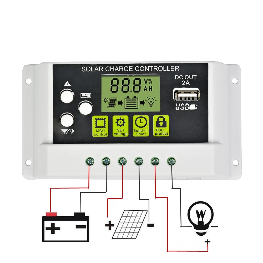 AIYIMA 12 В в В 24 В 30A Солнечный контроллер заряда 20A 10A ЖК-панель регулятор заряда батареи Контроллер заряда с функцией подсветки