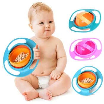 

360 Rotate Universal Gyro Bowl Practical Design Children Rotary Balance Bowl Novelty Gyro Umbrella Bowl Spill-Proof Bowl -25